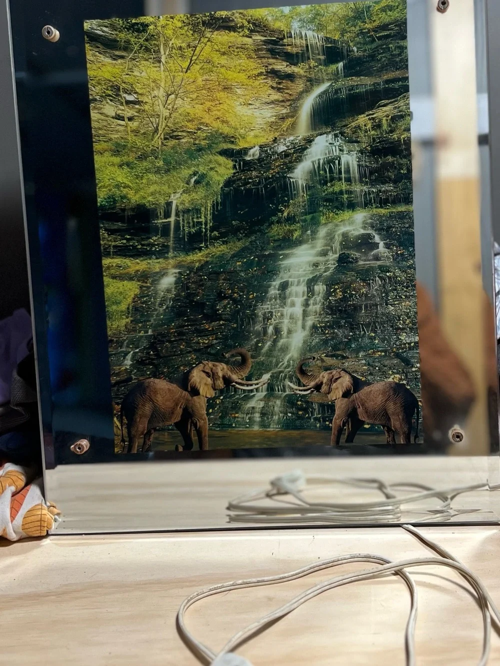 Wildlife Waterfall Wall Art - Green & Brown